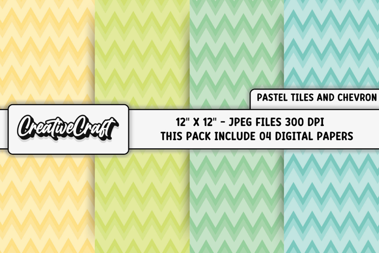 Pastel Colors Chevron Digital Papers, teal background design
