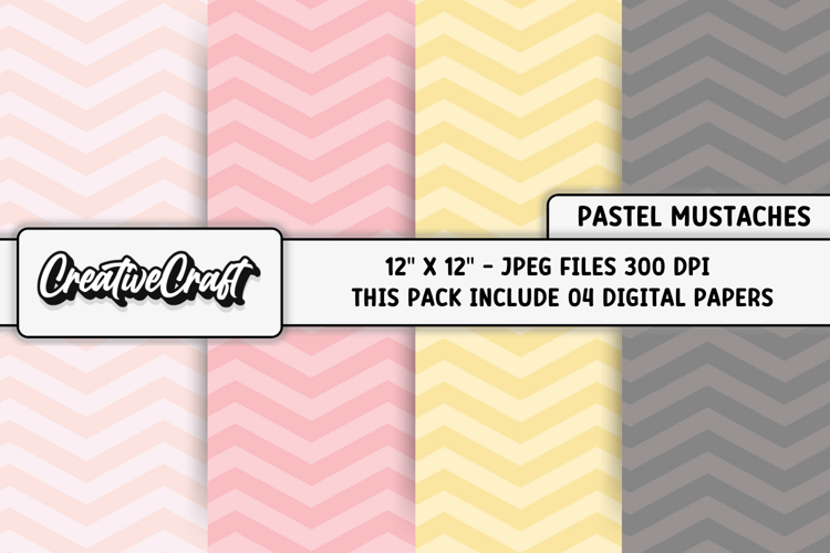 Pastel Colors Mustaches Digital Papers, mustaches background