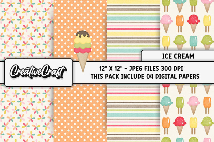 Ice Cream Digital Papers, summer digital scrapbook designs
