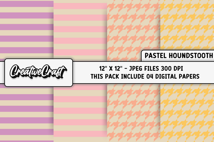 Pastel Colors Houndstooth Digital Papers, background designs