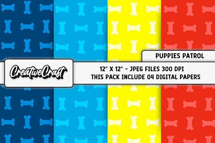 Puppies Patrol Digital Papers, scrapbook backgrounds designs