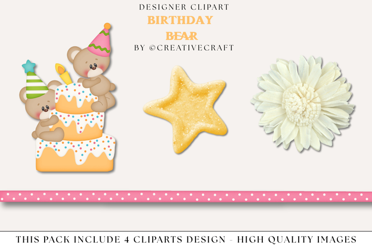 Birthday Bear png clipart, birthday clip art illustrations