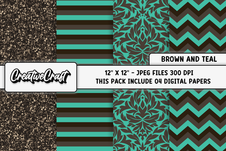Brown Teal Digital Papers, brown backgrounds illustrations