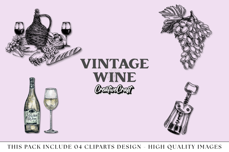 Vintage Wine png Cliparts, vintage graphics illustrations
