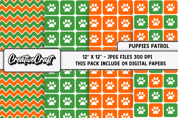 Puppies Patrol Digital Papers, scrapbook backgrounds designs
