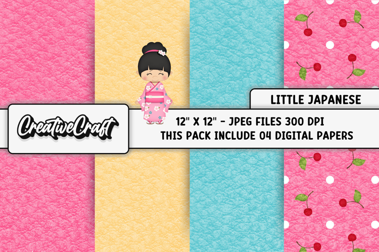 Little Japanese Digital Papers, scrapbook background designs