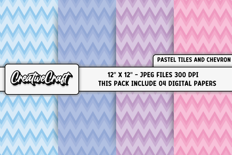 Pastel Colors Chevron Digital Papers, teal background design
