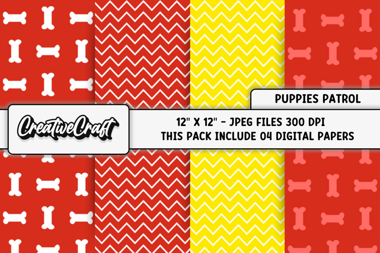 Puppies Patrol Digital Papers, scrapbook backgrounds designs