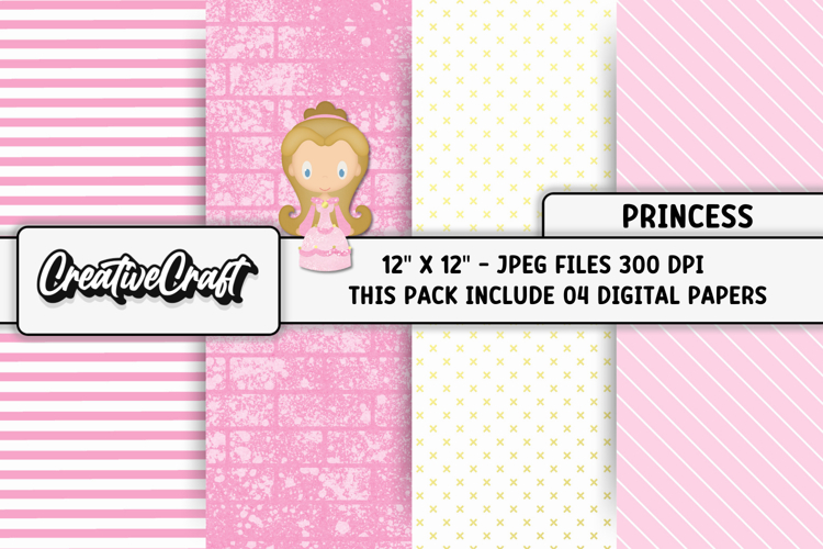 Princess Digital Papers, princess backgrounds illustrations