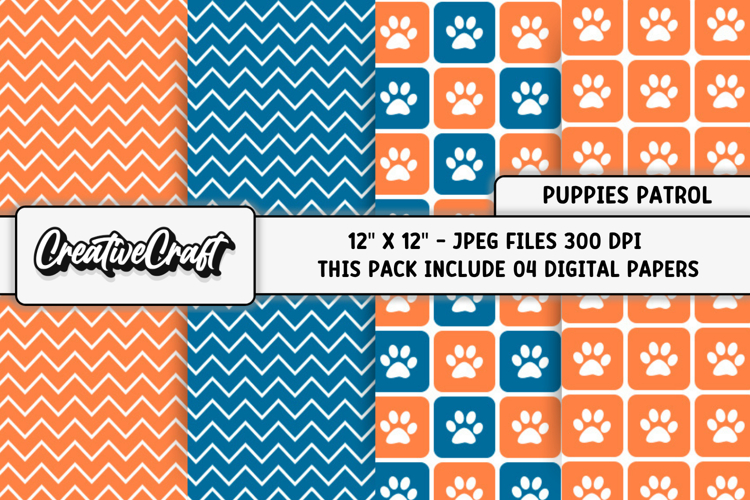 Puppies Patrol Digital Papers, scrapbook backgrounds designs