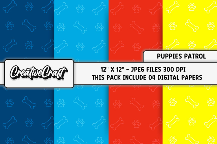Puppies Patrol Digital Papers, scrapbook backgrounds designs