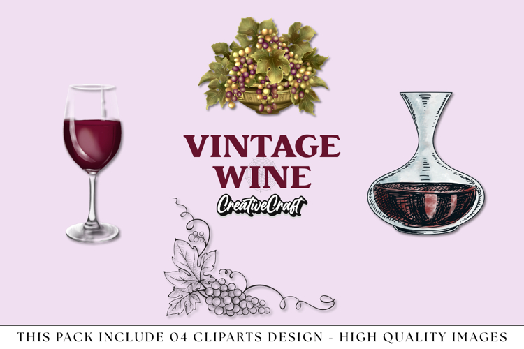 Vintage Wine png Cliparts, vintage graphics illustrations
