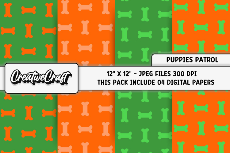 Puppies Patrol Digital Papers, scrapbook backgrounds designs