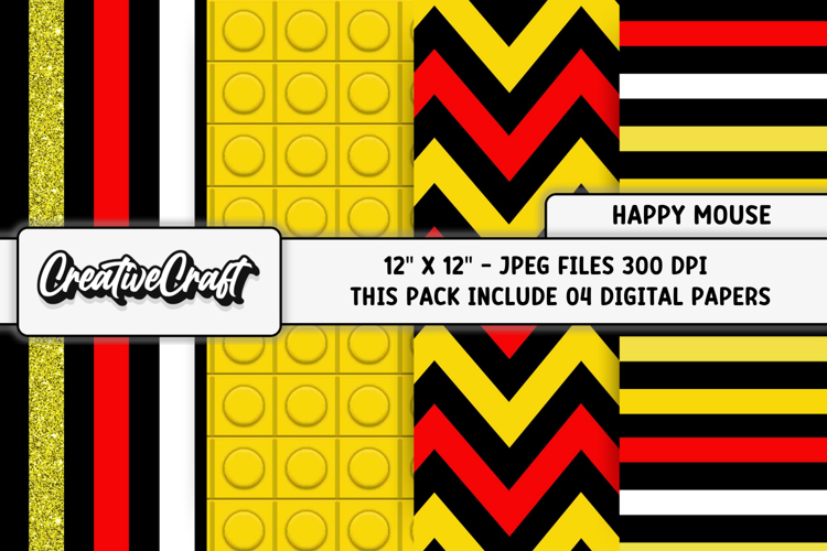 Happy Mouse Digital Papers, scrapbooking backgrounds designs