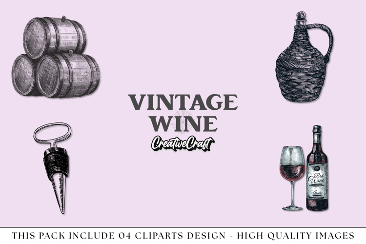 Vintage Wine png Cliparts, vintage graphics illustrations