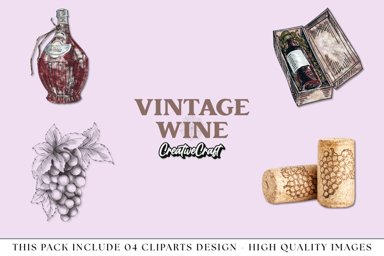 Vintage Wine png Cliparts, vintage graphics illustrations
