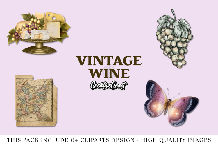Vintage Wine png Cliparts, vintage graphics illustrations