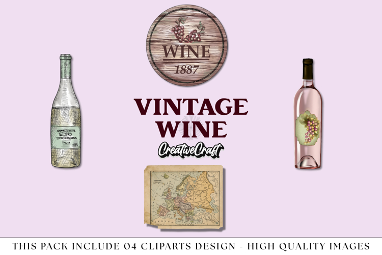 Vintage Wine png Cliparts, vintage graphics illustrations