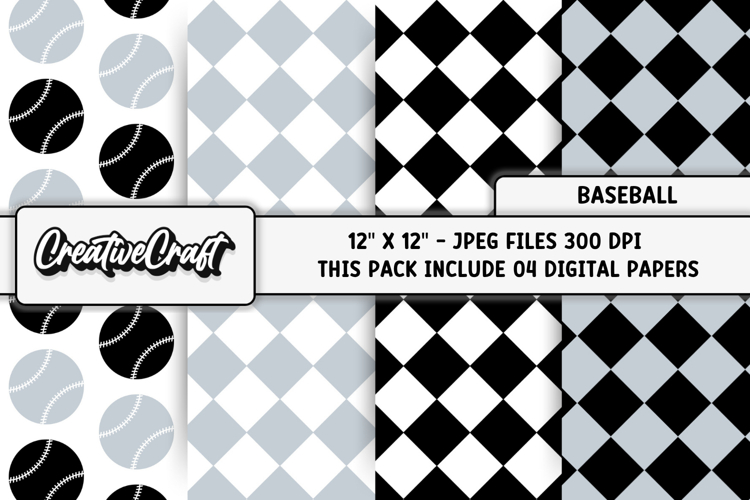 Baseball Sport Digital Paper, baseball graphic illustrations