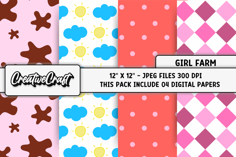 Farm Girl Digital Papers, scrapbooking backgrounds designs example image 1