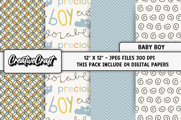 Baby Boy Digital Paper, baby boy graphics, baby illustration