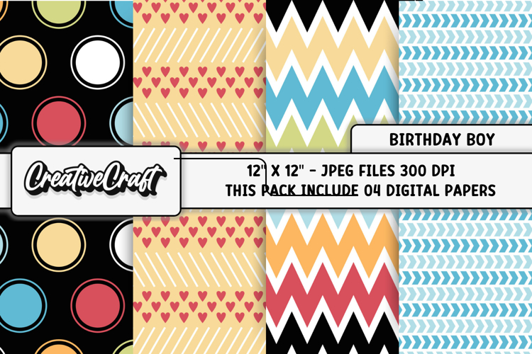Birthday Boy Digital Paper, birthday graphic, illustratrions