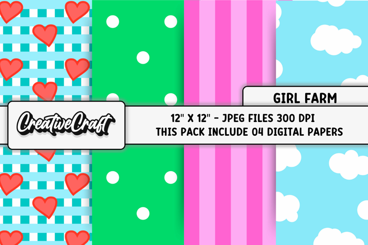 Farm Girl Digital Papers, scrapbooking backgrounds designs example image 1