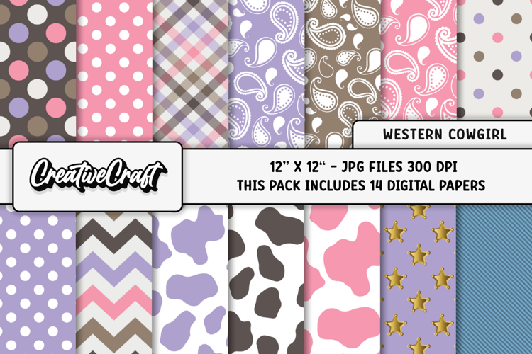 Sheriff Cowgirl Digital Paper, scrapbook background designs