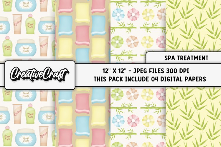 Spa Treatment Digital Papers, beauty salon graphic designs