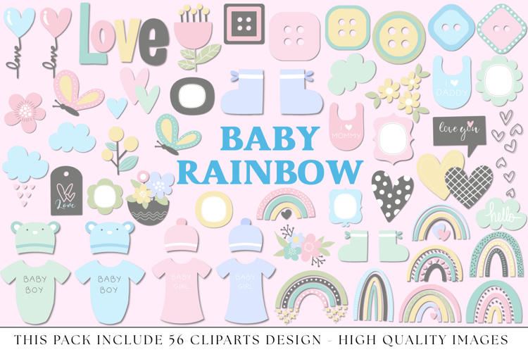 Baby Rainbow png clipart, baby shower rainbow illustrations