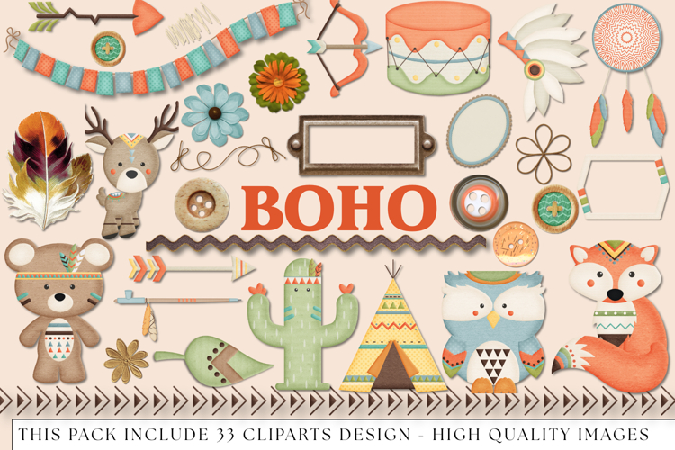 Tribal Boho Clip Art, tribal graphic, boho illustrations