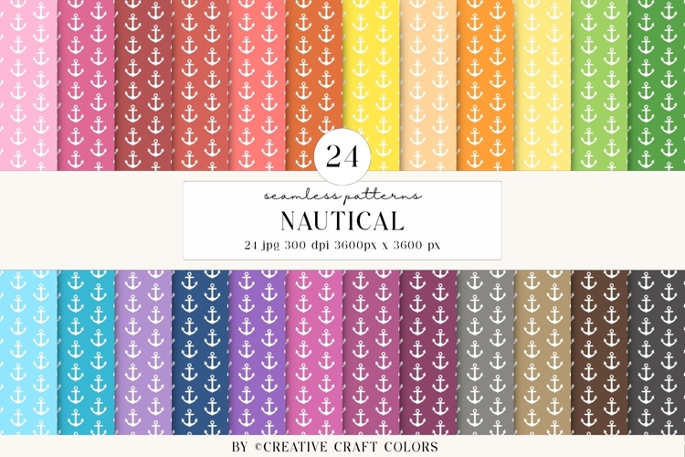 Nautical Seamless Patterns, Digital Papers, Scrapbook design