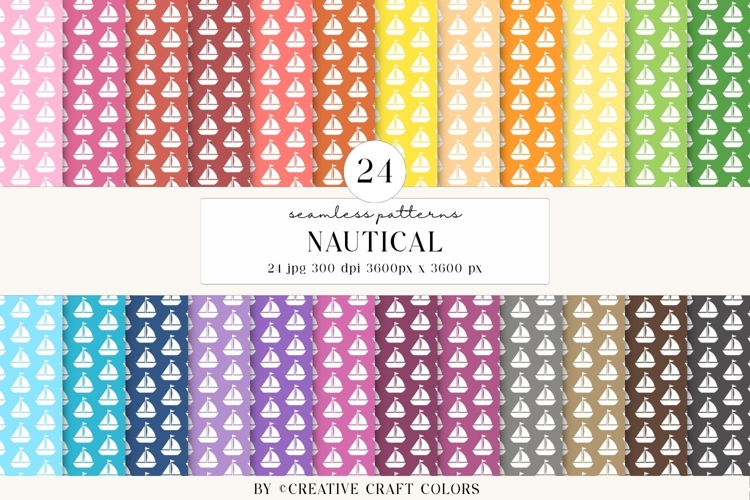 Nautical Seamless Patterns, Digital Papers, Scrapbook design