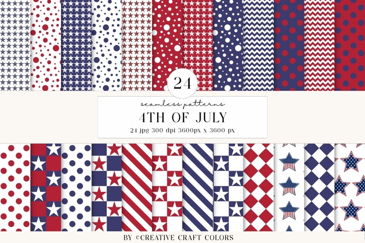 4th of July Seamless Patterns, independence day illustration