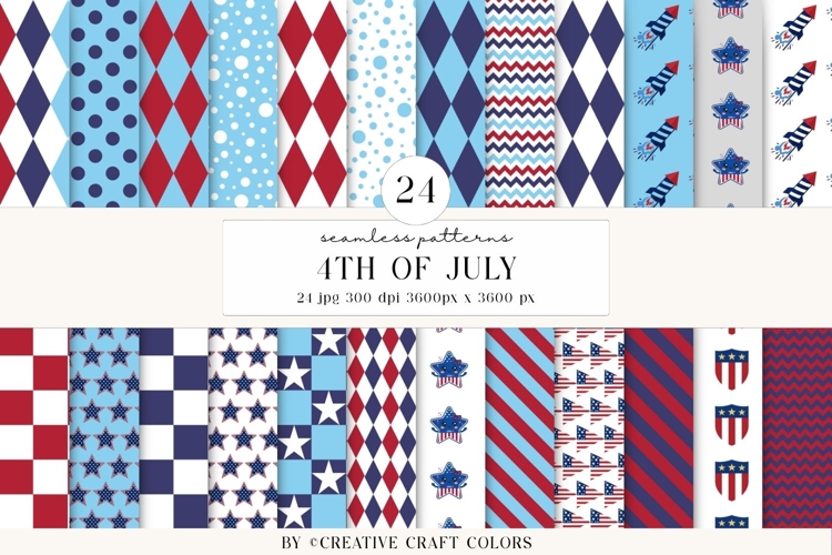 4th of July Seamless Patterns, independence day illustration