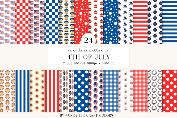 4th of July Seamless Patterns, independence day illustration