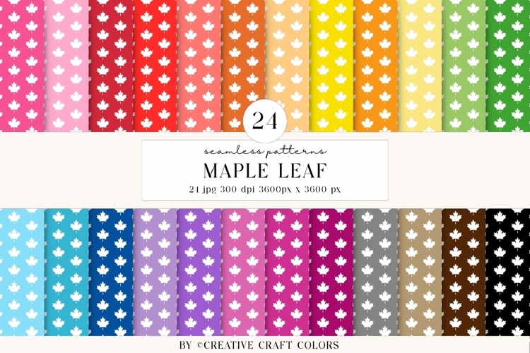 Maple Leaf Seamless Patterns, colors digital paper example image 1