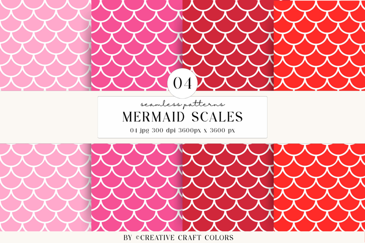 Mermaid Scales Seamless Patterns, rainbow digital papers