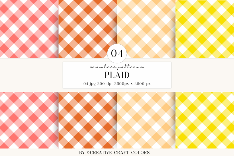 Plaid Gingham Seamless Patterns, rainbow digital papers