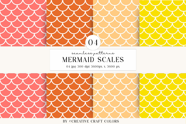 Mermaid Scales Seamless Patterns, rainbow digital papers