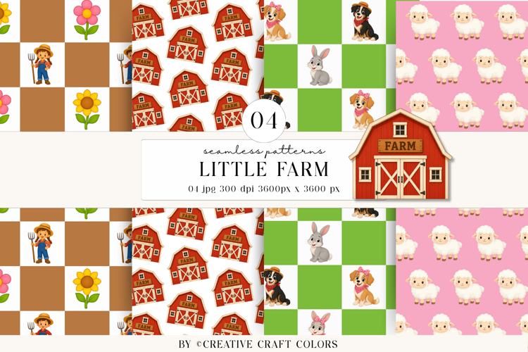 Animals Farm Seamless Patterns, digital papers, scrapbooking
