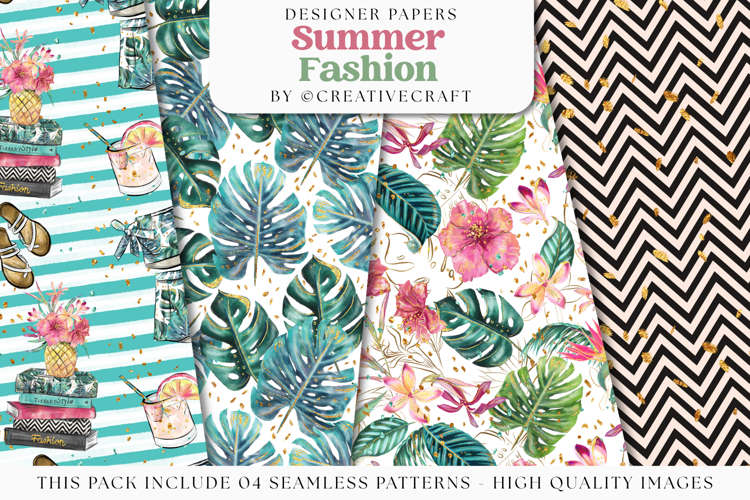 Summer Fashion Seamless pattern, watermelon digital papers