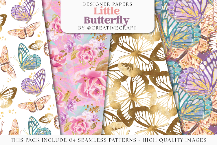 Little Butterfly Seamless Pattern, butterfly digital papers