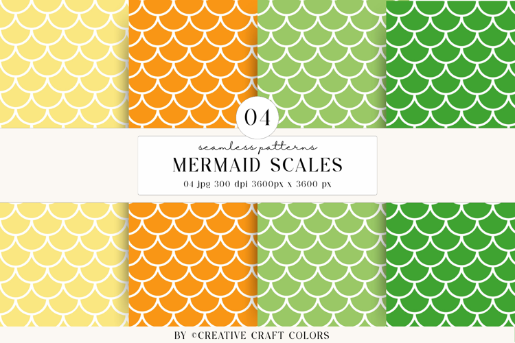 Mermaid Scales Seamless Patterns, rainbow digital papers