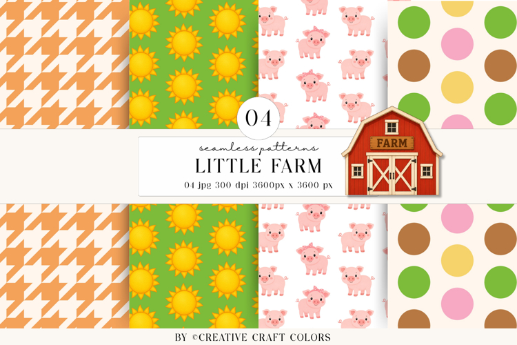 Animals Farm Seamless Patterns, digital papers, scrapbooking
