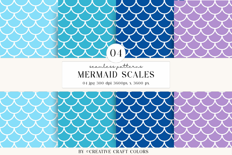 Mermaid Scales Seamless Patterns, rainbow digital papers