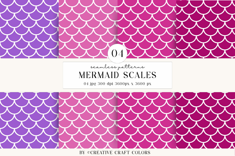 Mermaid Scales Seamless Patterns, rainbow digital papers