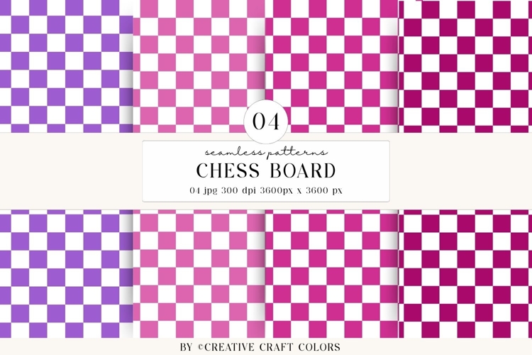 Chess Board Seamless Patterns, rainbow digital papers design