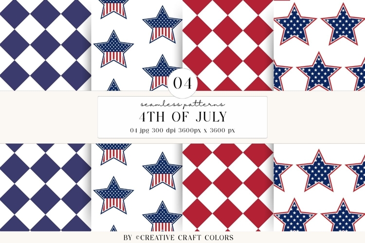 4th of July Seamless Patterns, independence day illustration
