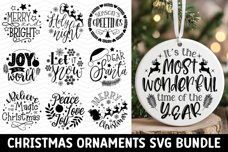 Christmas Ornaments SVG Bundle, christmas round illustration